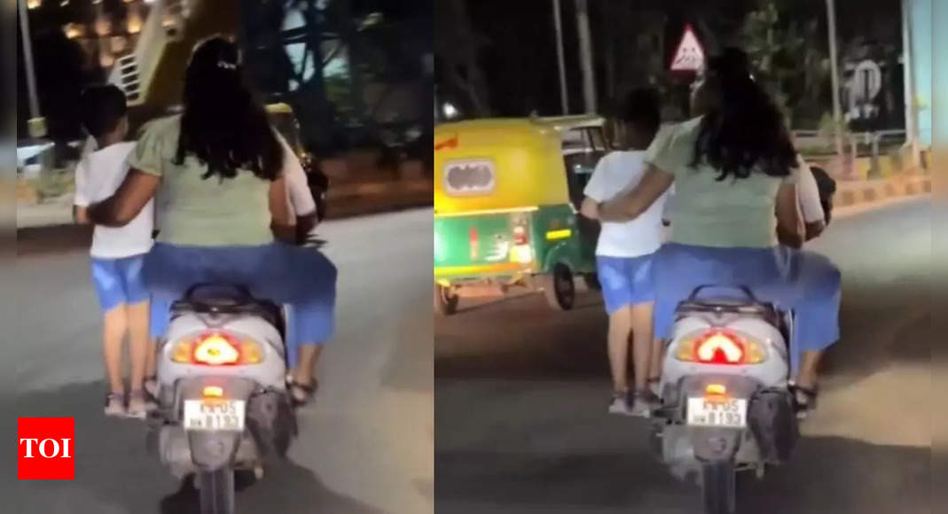 Bengaluru couple made child to stand on footrest of moving scooter: Video goes viral |