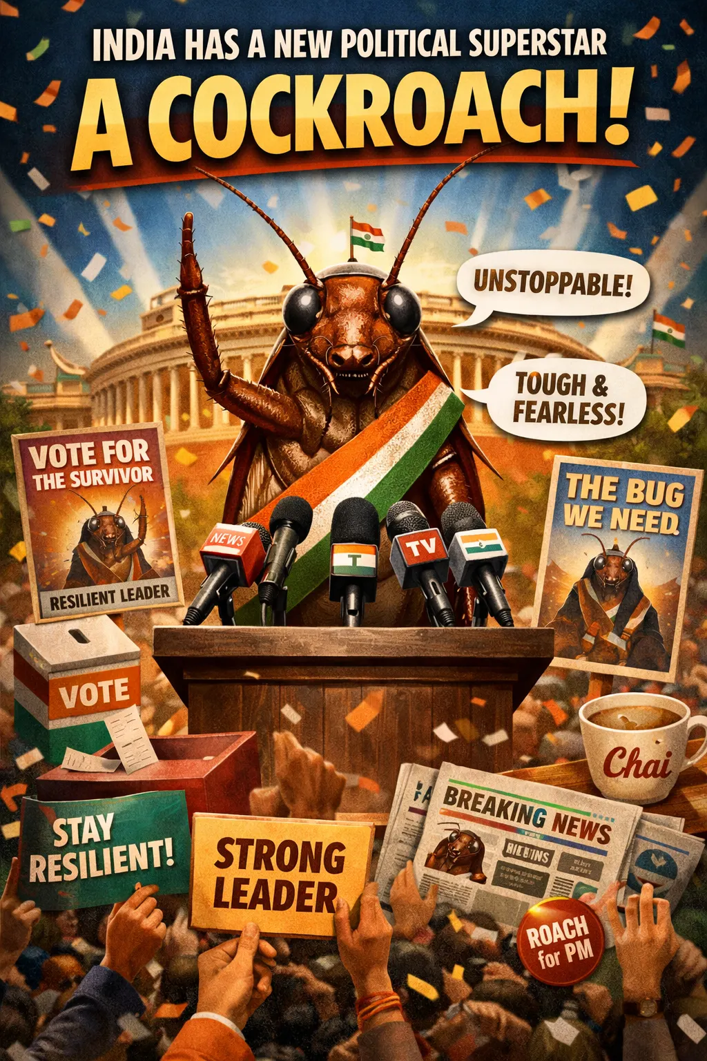 India Has a New Political Superstar — A Cockroach